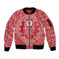 Red Paisley Sleeve Zip Bomber Jacket Skull Gangster - Wonder Print Shop