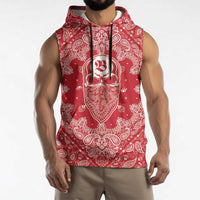 Red Paisley Sleeveless Hoodie Skull Gangster - Wonder Print Shop