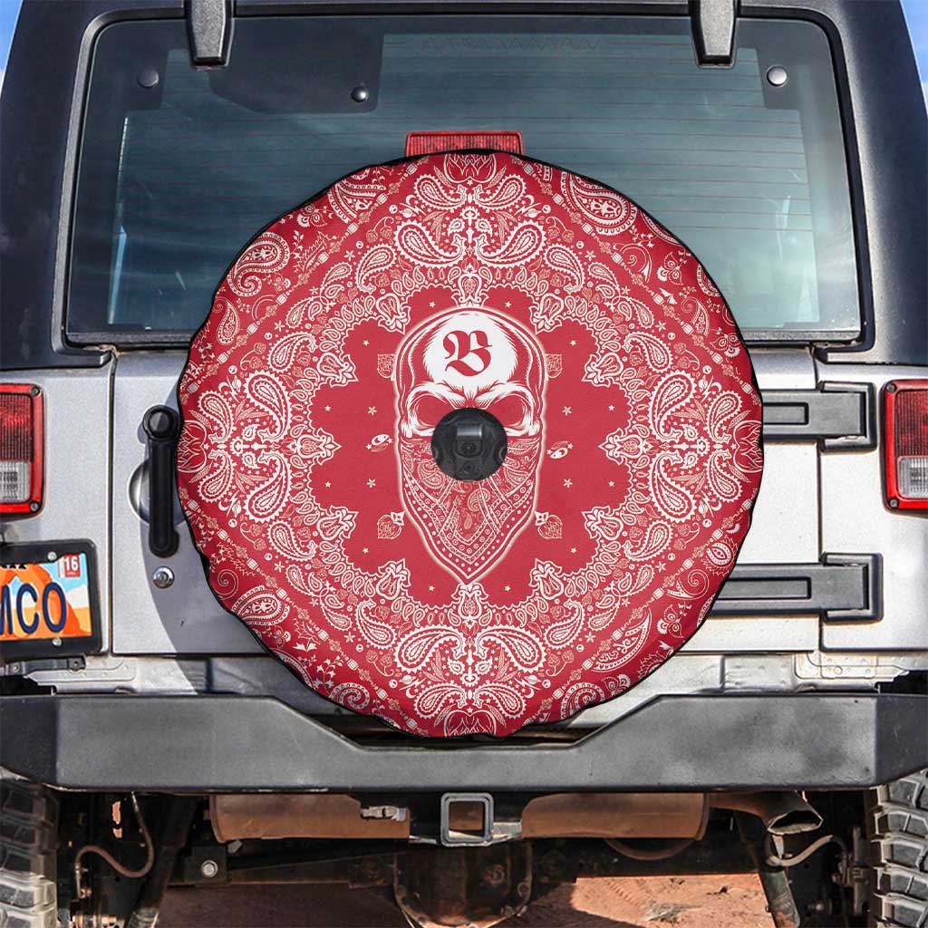 Red Paisley Spare Tire Cover Skull Gangster - Wonder Print Shop