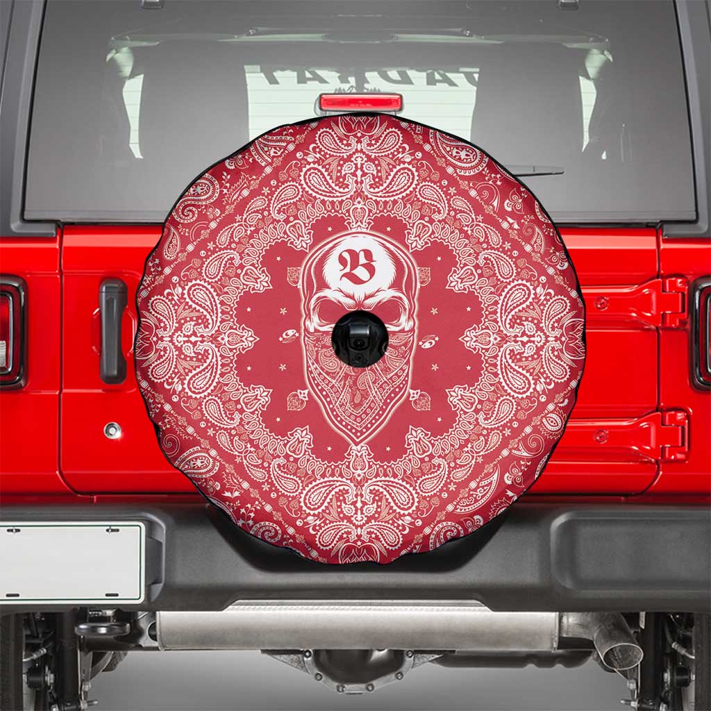 Red Paisley Spare Tire Cover Skull Gangster - Wonder Print Shop