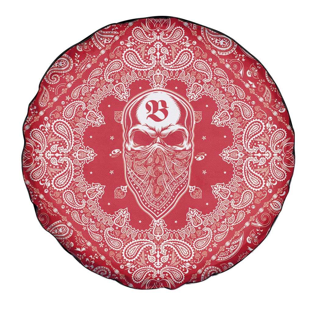 Red Paisley Spare Tire Cover Skull Gangster - Wonder Print Shop