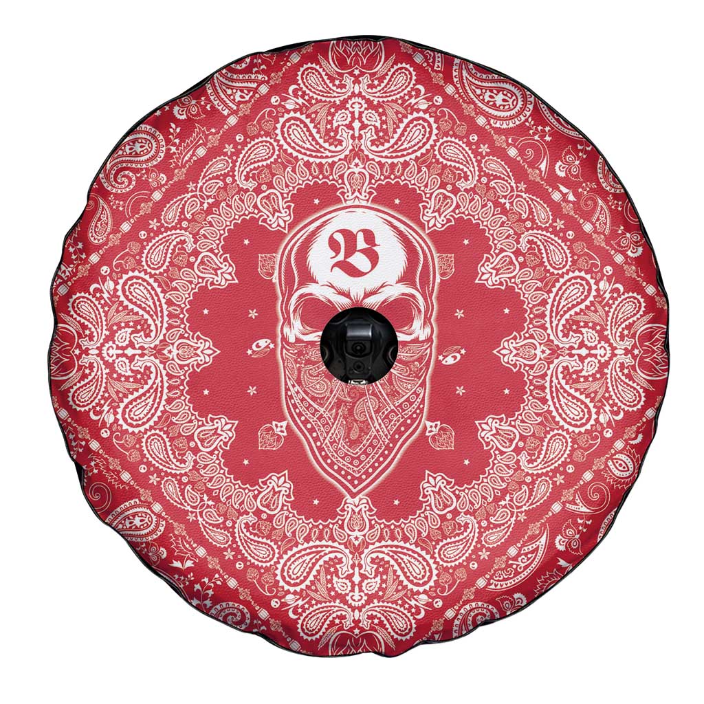 Red Paisley Spare Tire Cover Skull Gangster - Wonder Print Shop