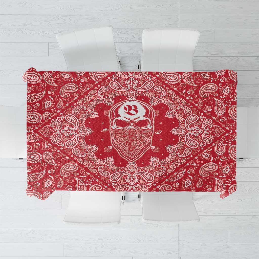 Red Paisley Tablecloth Skull Gangster - Wonder Print Shop