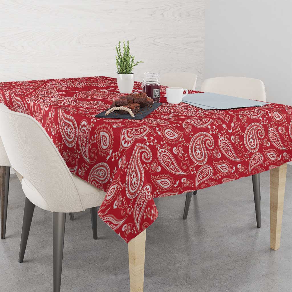 Red Paisley Tablecloth Skull Gangster - Wonder Print Shop