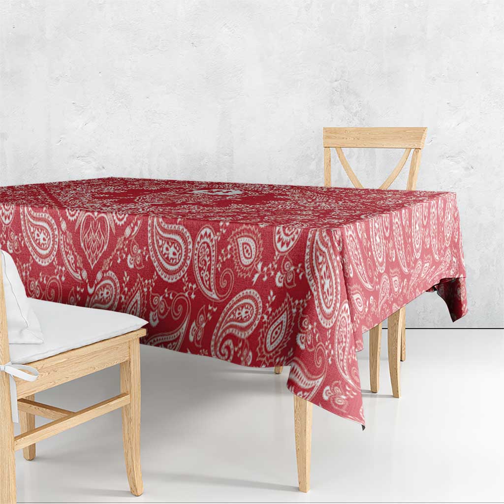 Red Paisley Tablecloth Skull Gangster - Wonder Print Shop