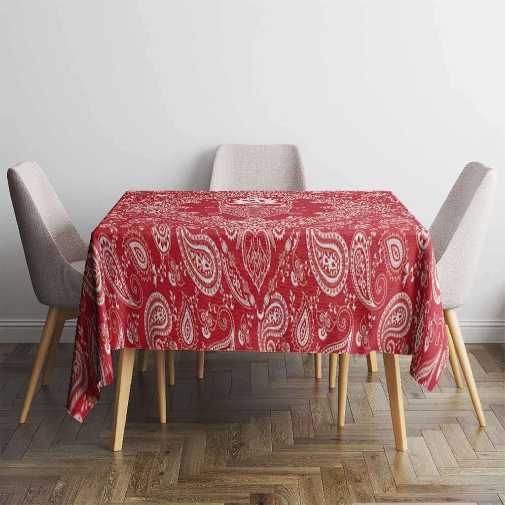Red Paisley Tablecloth Skull Gangster - Wonder Print Shop