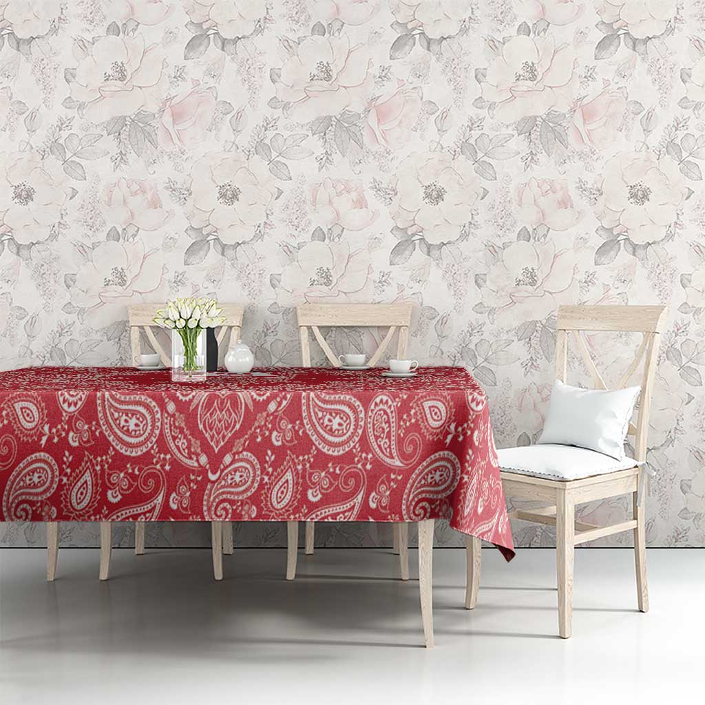 Red Paisley Tablecloth Skull Gangster - Wonder Print Shop