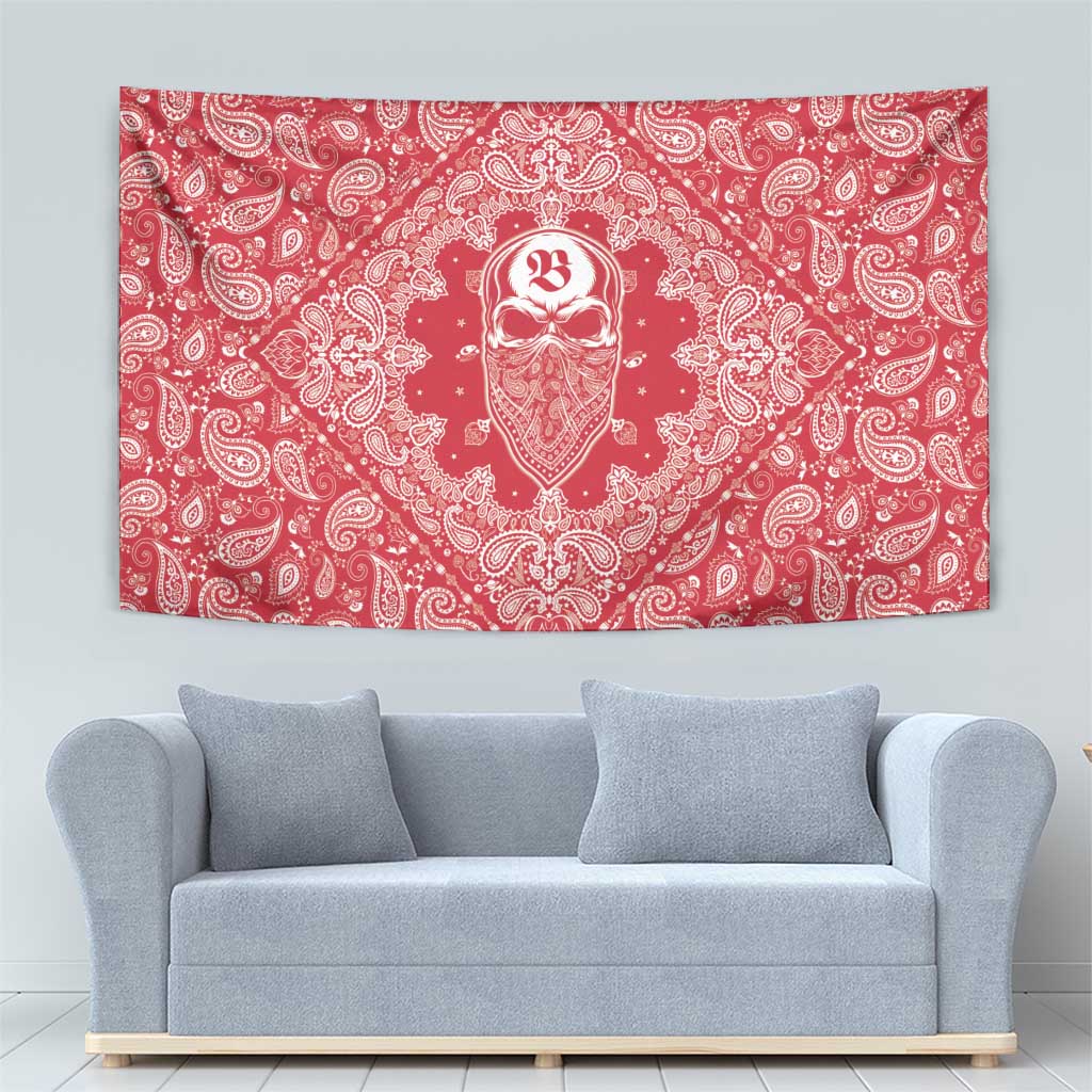 Red Paisley Tapestry Skull Gangster - Wonder Print Shop