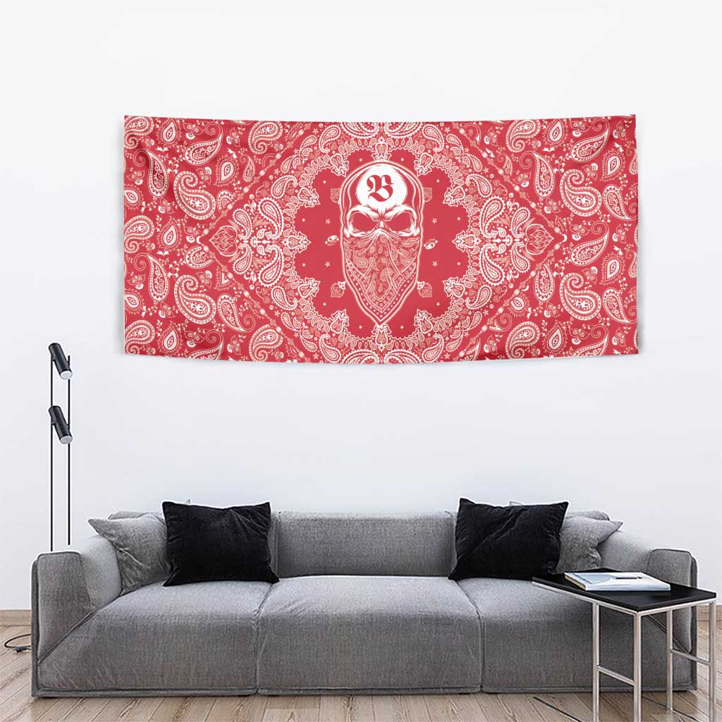 Red Paisley Tapestry Skull Gangster - Wonder Print Shop