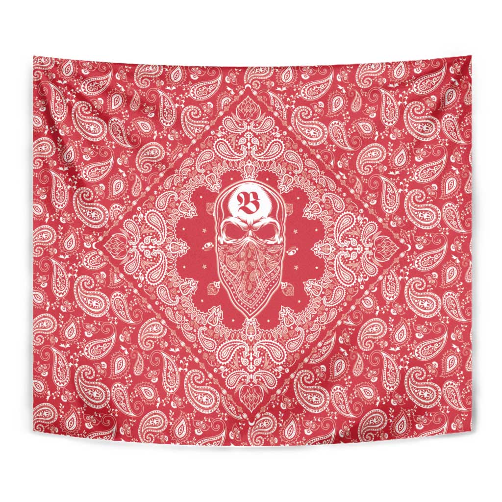 Red Paisley Tapestry Skull Gangster - Wonder Print Shop