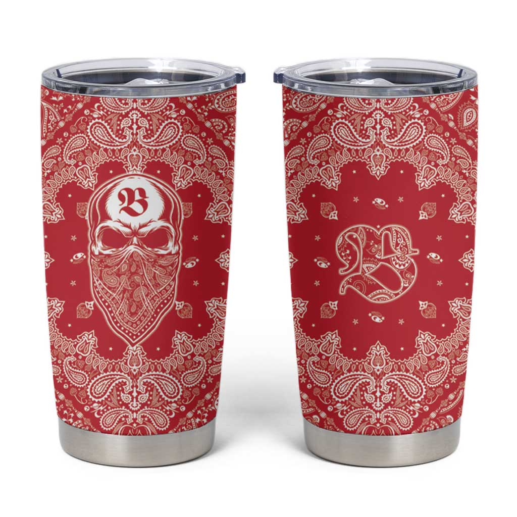 Red Paisley Tumbler Cup Skull Gangster - Wonder Print Shop