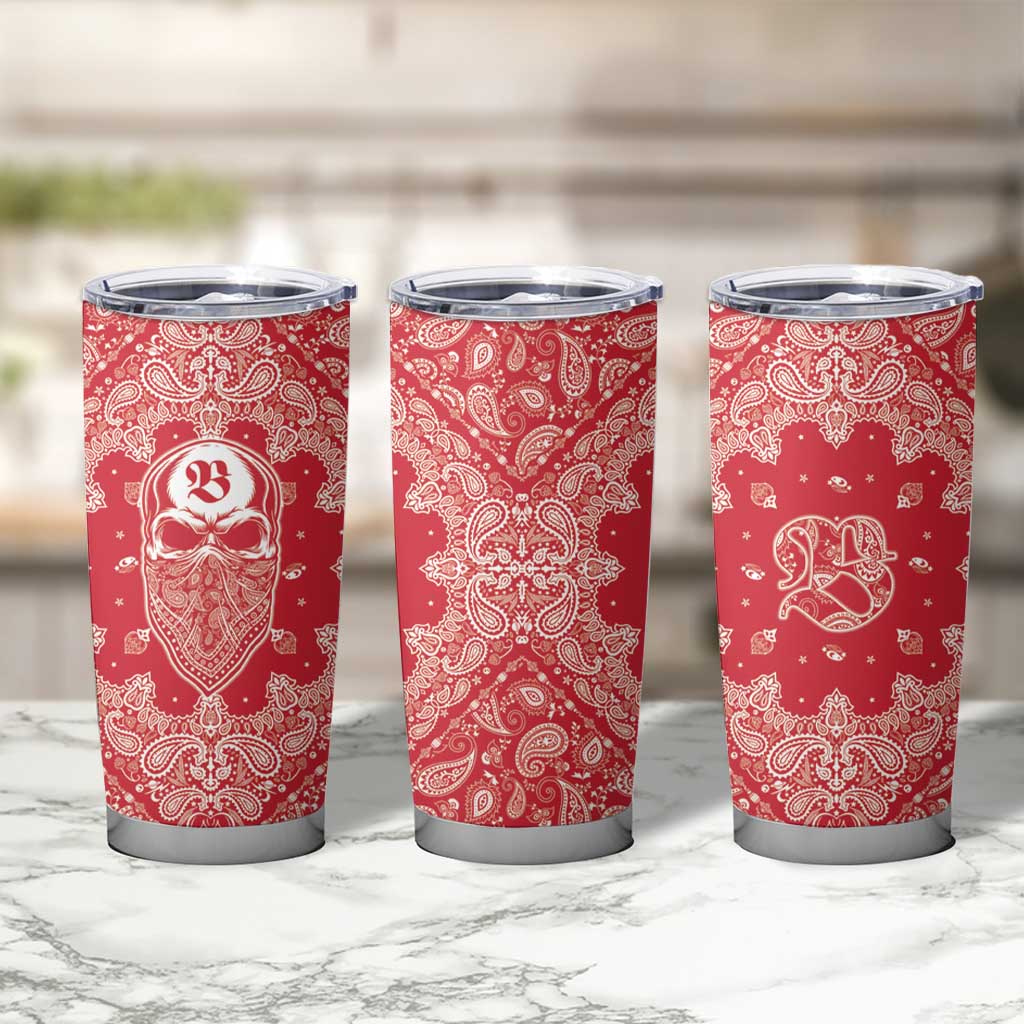 Red Paisley Tumbler Cup Skull Gangster - Wonder Print Shop