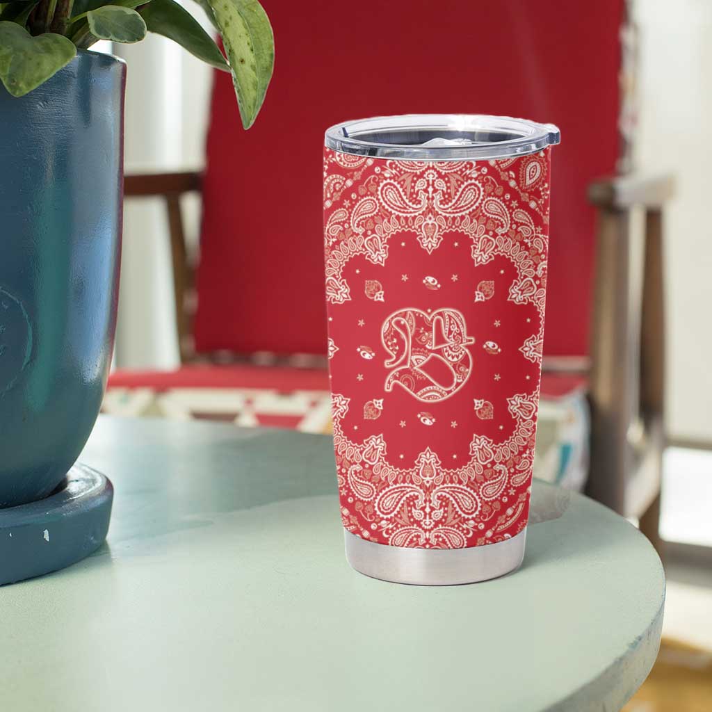 Red Paisley Tumbler Cup Skull Gangster - Wonder Print Shop