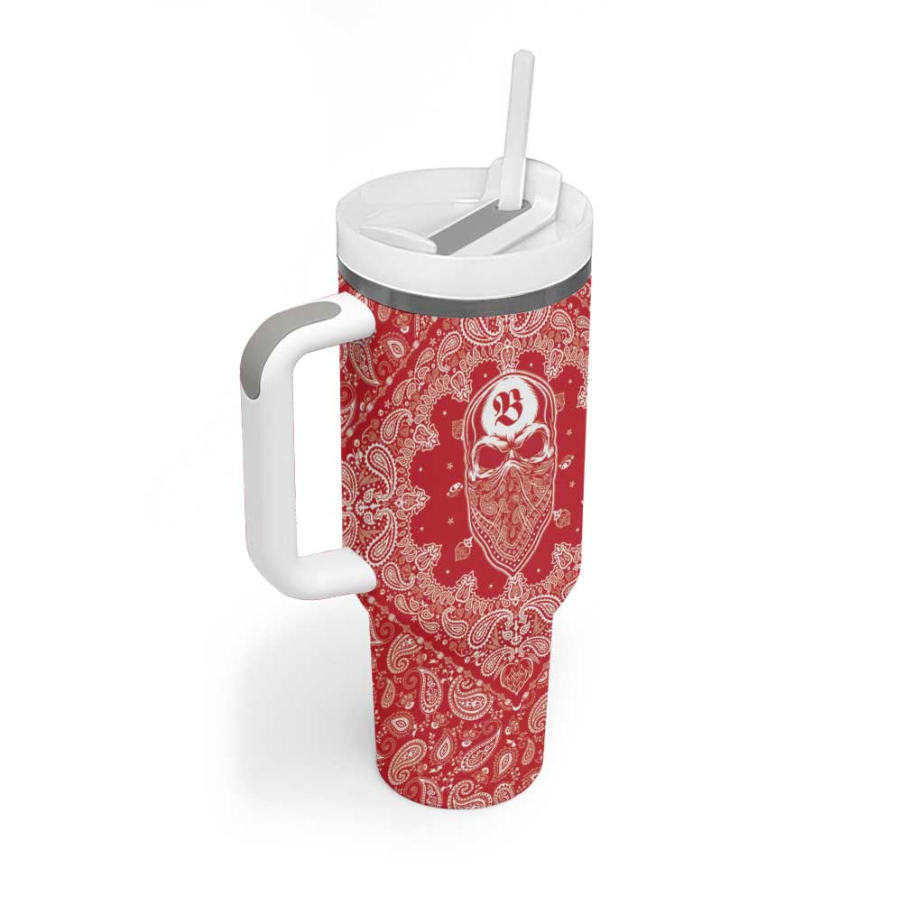 Red Paisley Tumbler With Handle Skull Gangster - Wonder Print Shop