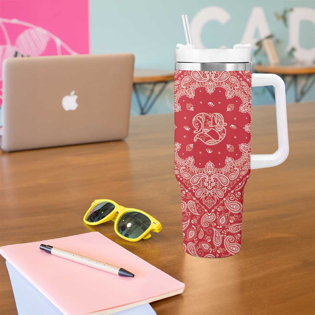 Red Paisley Tumbler With Handle Skull Gangster - Wonder Print Shop