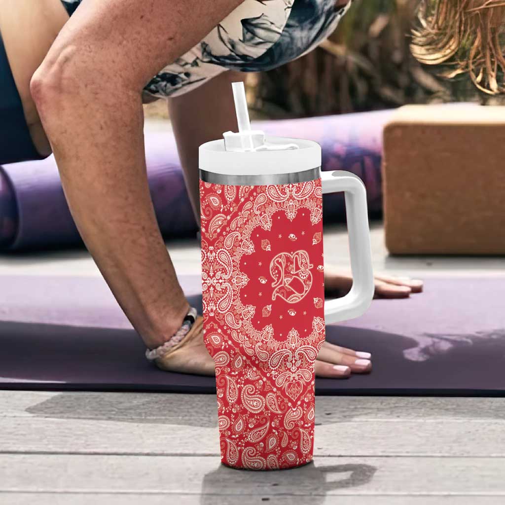 Red Paisley Tumbler With Handle Skull Gangster - Wonder Print Shop