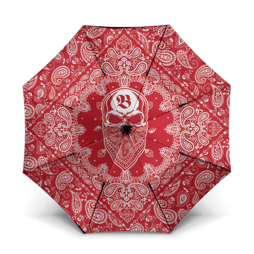 Red Paisley Umbrella Skull Gangster - Wonder Print Shop