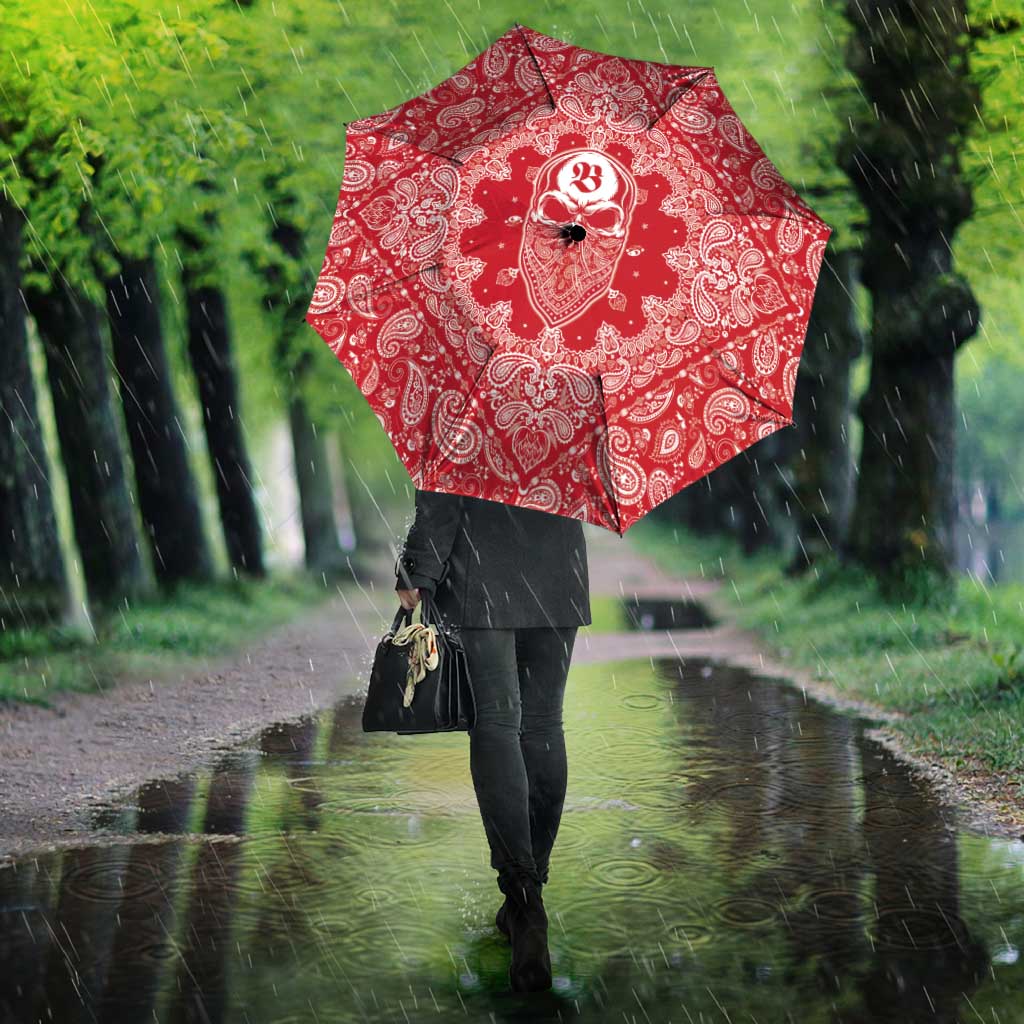 Red Paisley Umbrella Skull Gangster - Wonder Print Shop