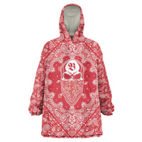 Red Paisley Wearable Blanket Hoodie Skull Gangster - Wonder Print Shop