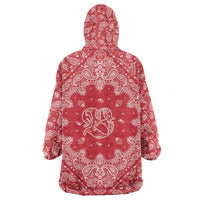 Red Paisley Wearable Blanket Hoodie Skull Gangster - Wonder Print Shop