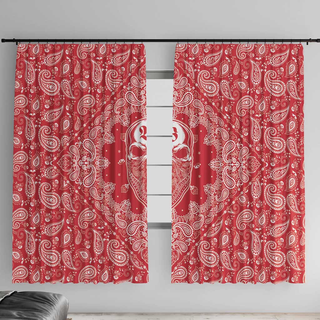 Red Paisley Window Curtain Skull Gangster - Wonder Print Shop