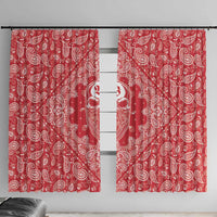 Red Paisley Window Curtain Skull Gangster - Wonder Print Shop