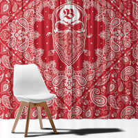 Red Paisley Window Curtain Skull Gangster - Wonder Print Shop