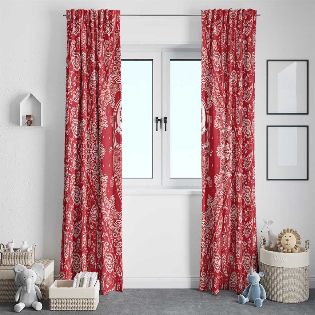 Red Paisley Window Curtain Skull Gangster - Wonder Print Shop