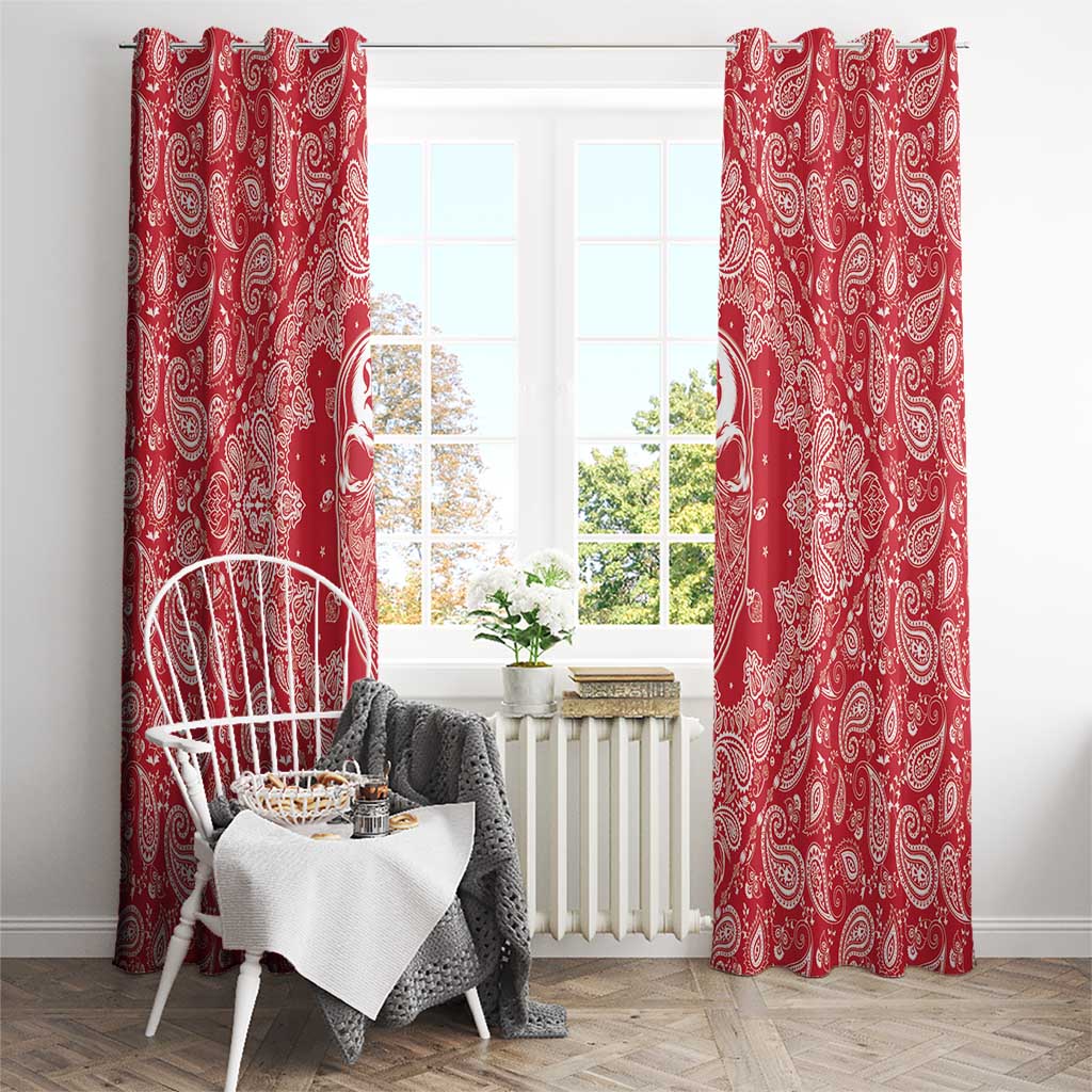 Red Paisley Window Curtain Skull Gangster - Wonder Print Shop