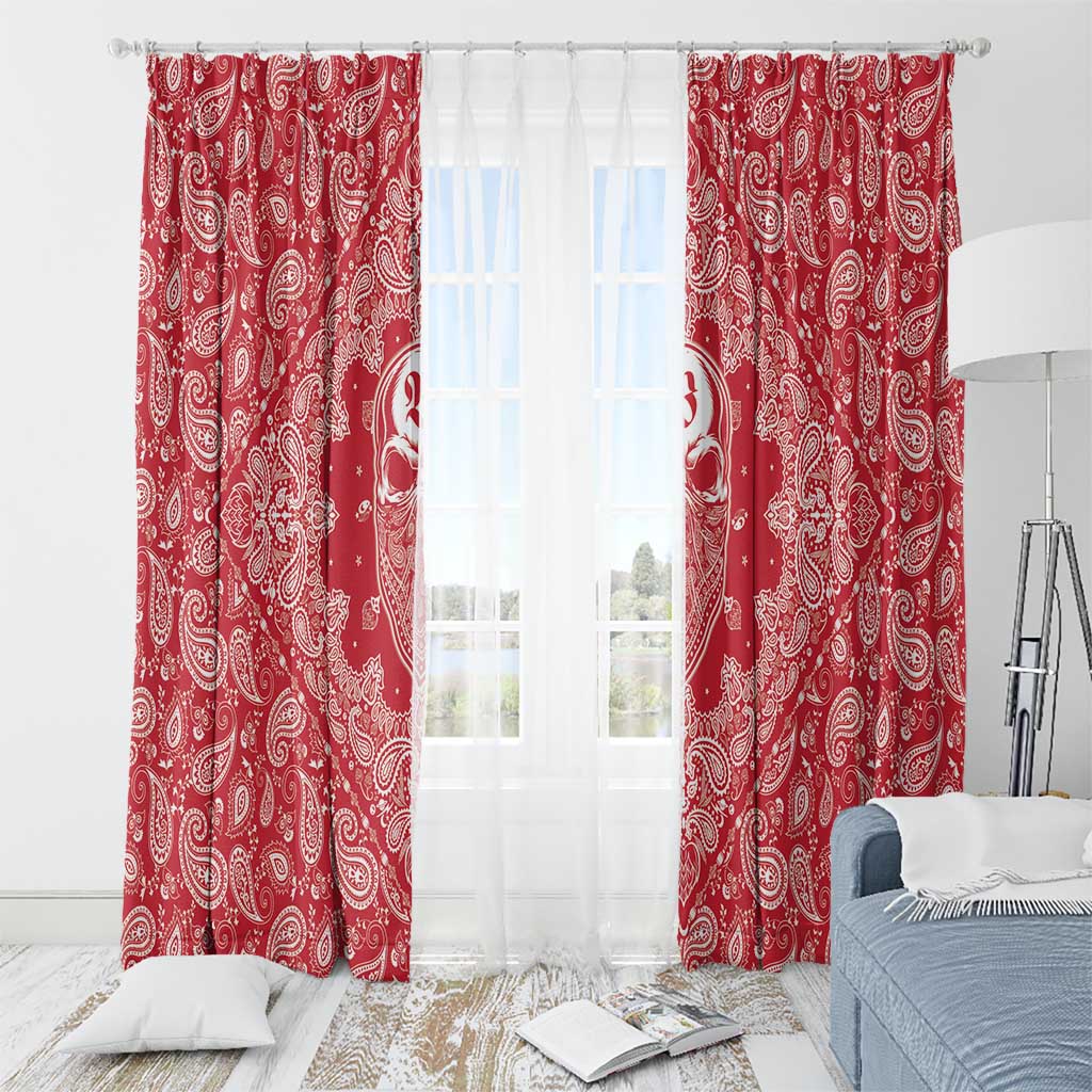 Red Paisley Window Curtain Skull Gangster - Wonder Print Shop