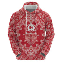 Red Paisley Zip Hoodie Skull Gangster - Wonder Print Shop