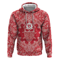 Red Paisley Zip Hoodie Skull Gangster - Wonder Print Shop