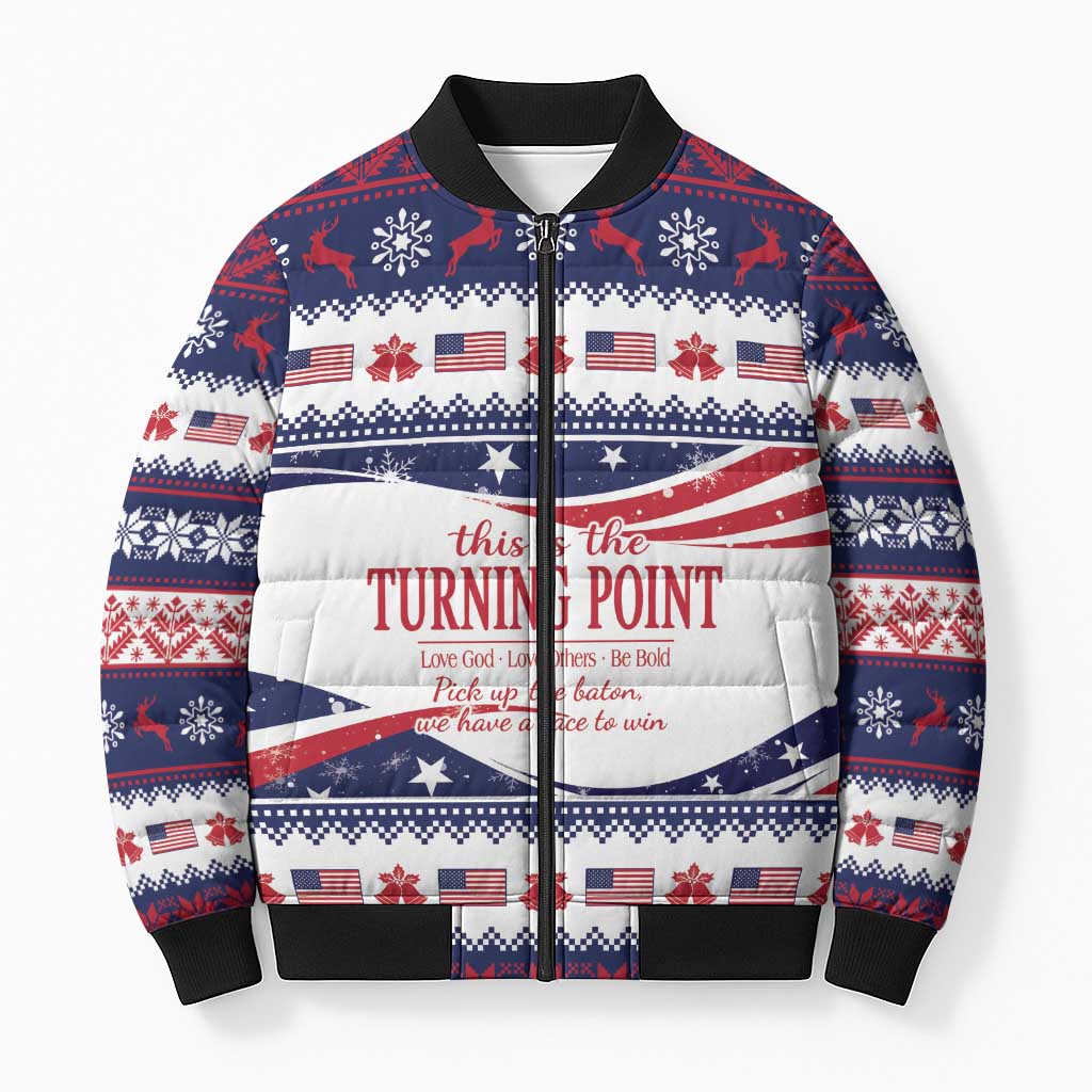This is The Turning Point Bomber Puffer Jacket Patriotic American - Wonder Print Shop