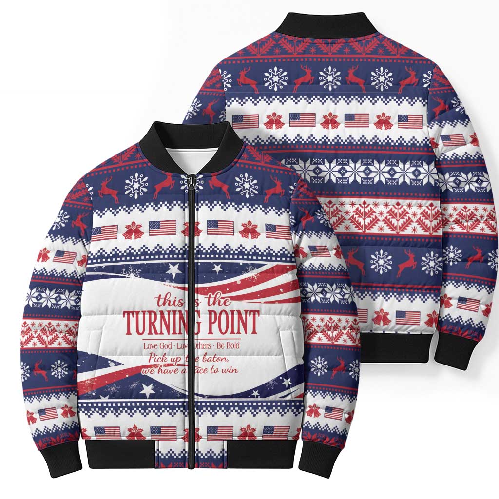 This is The Turning Point Bomber Puffer Jacket Patriotic American - Wonder Print Shop
