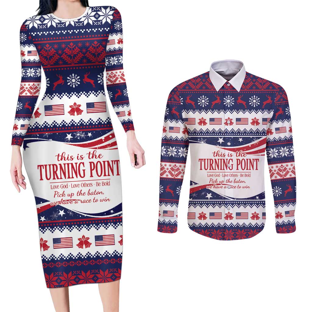 This is The Turning Point Couples Matching Long Sleeve Bodycon Dress and Long Sleeve Button Shirt Patriotic American - Wonder Print Shop