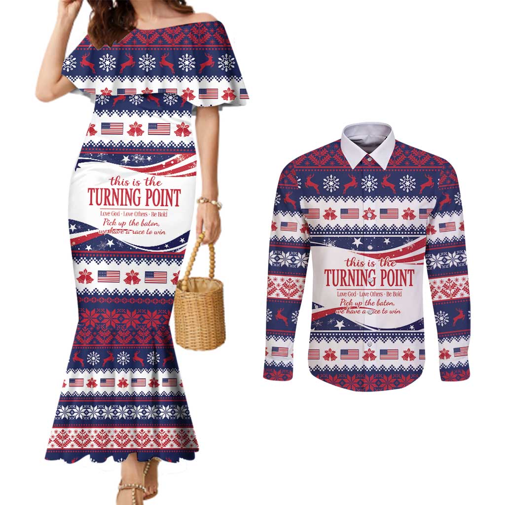 This is The Turning Point Couples Matching Mermaid Dress and Long Sleeve Button Shirt Patriotic American - Wonder Print Shop