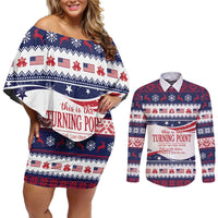 This is The Turning Point Couples Matching Off Shoulder Short Dress and Long Sleeve Button Shirt Patriotic American - Wonder Print Shop