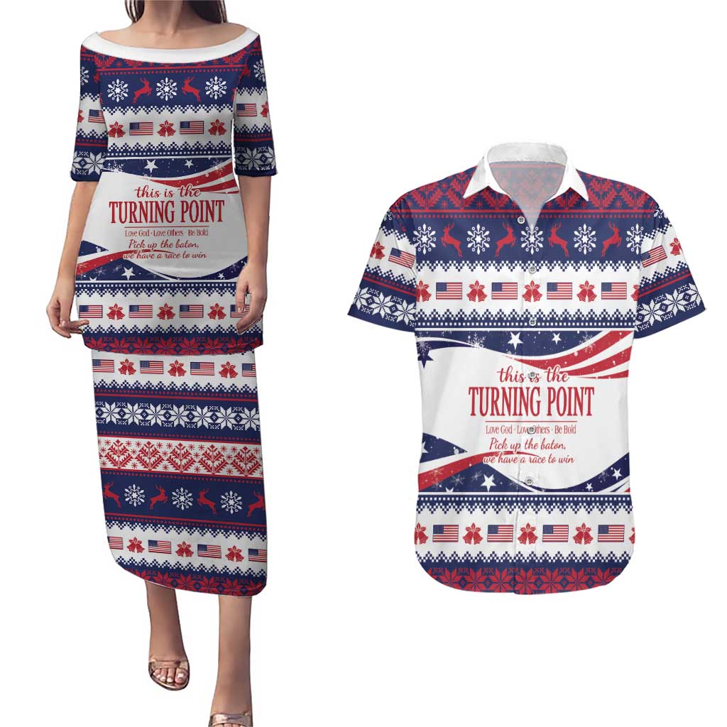This is The Turning Point Couples Matching Puletasi and Hawaiian Shirt Patriotic American - Wonder Print Shop