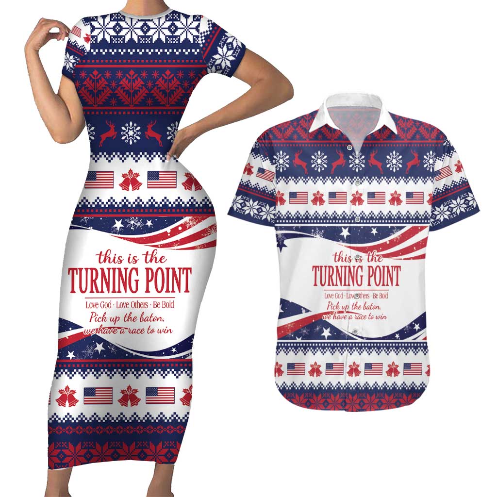 This is The Turning Point Couples Matching Short Sleeve Bodycon Dress and Hawaiian Shirt Patriotic American - Wonder Print Shop