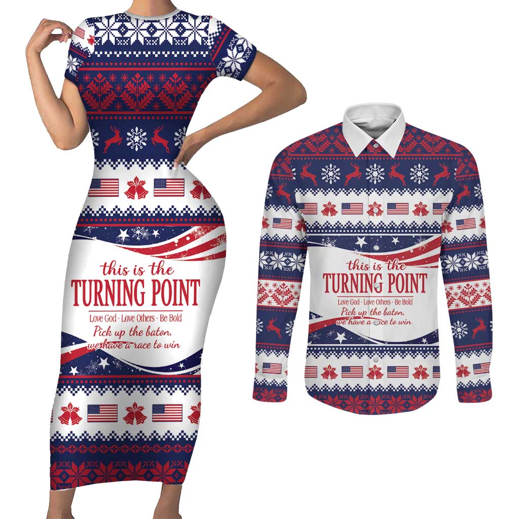 This is The Turning Point Couples Matching Short Sleeve Bodycon Dress and Long Sleeve Button Shirt Patriotic American - Wonder Print Shop