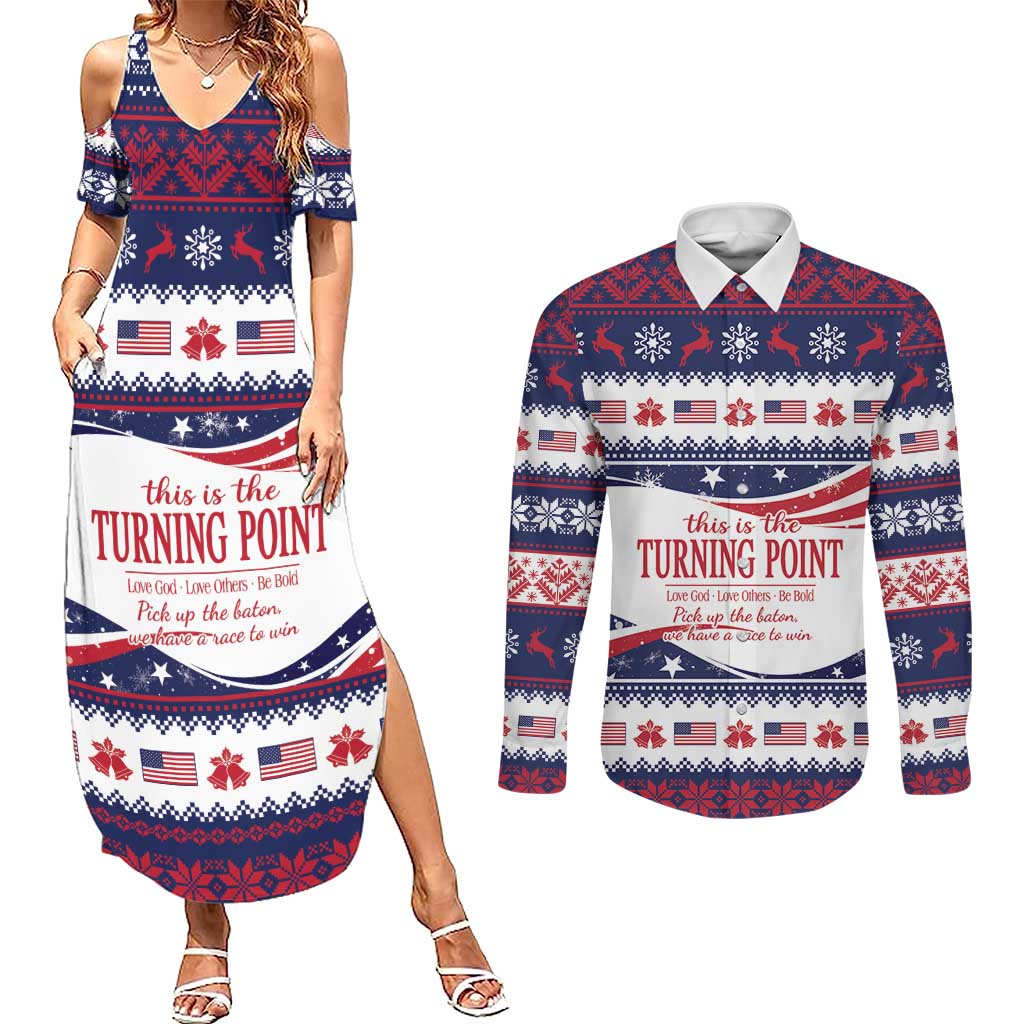 This is The Turning Point Couples Matching Summer Maxi Dress and Long Sleeve Button Shirt Patriotic American - Wonder Print Shop