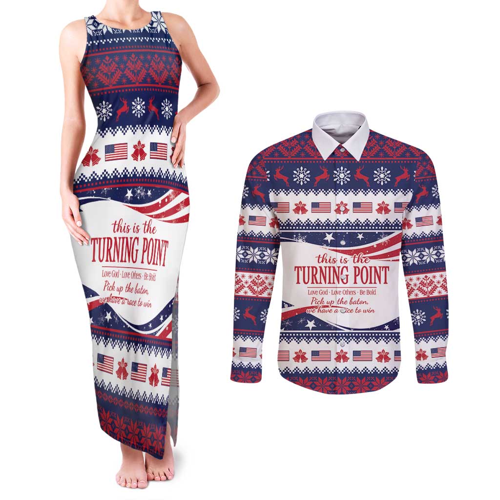 This is The Turning Point Couples Matching Tank Maxi Dress and Long Sleeve Button Shirt Patriotic American - Wonder Print Shop