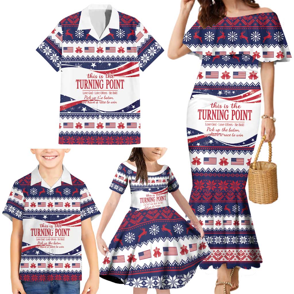 This is The Turning Point Family Matching Mermaid Dress and Hawaiian Shirt Patriotic American - Wonder Print Shop