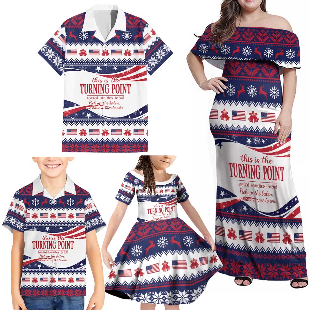 This is The Turning Point Family Matching Off Shoulder Maxi Dress and Hawaiian Shirt Patriotic American - Wonder Print Shop