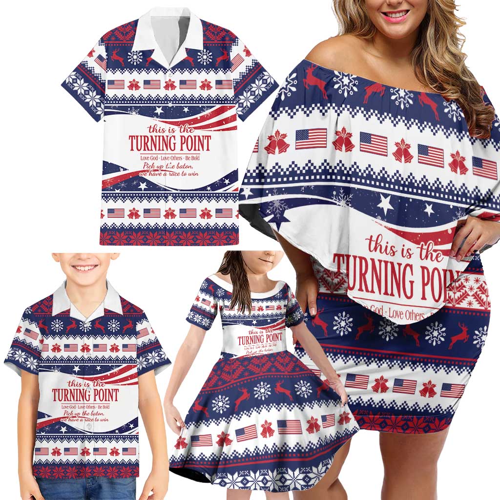 This is The Turning Point Family Matching Off Shoulder Short Dress and Hawaiian Shirt Patriotic American - Wonder Print Shop