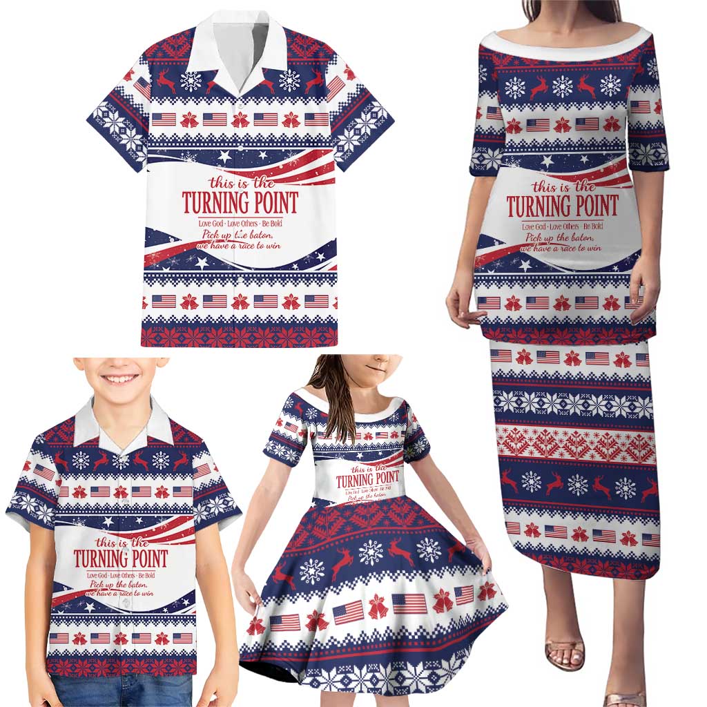 This is The Turning Point Family Matching Puletasi and Hawaiian Shirt Patriotic American - Wonder Print Shop