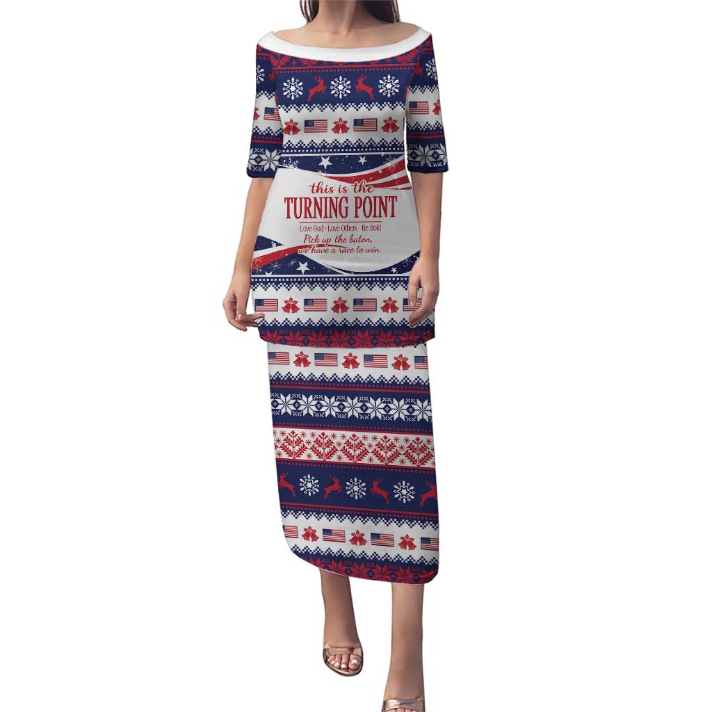 This is The Turning Point Family Matching Puletasi and Hawaiian Shirt Patriotic American - Wonder Print Shop