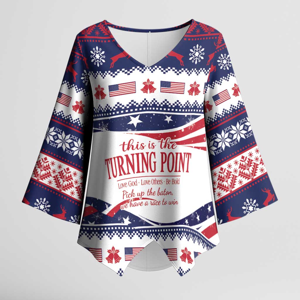 This is The Turning Point Kimono Sleeve Blouse Patriotic American - Wonder Print Shop