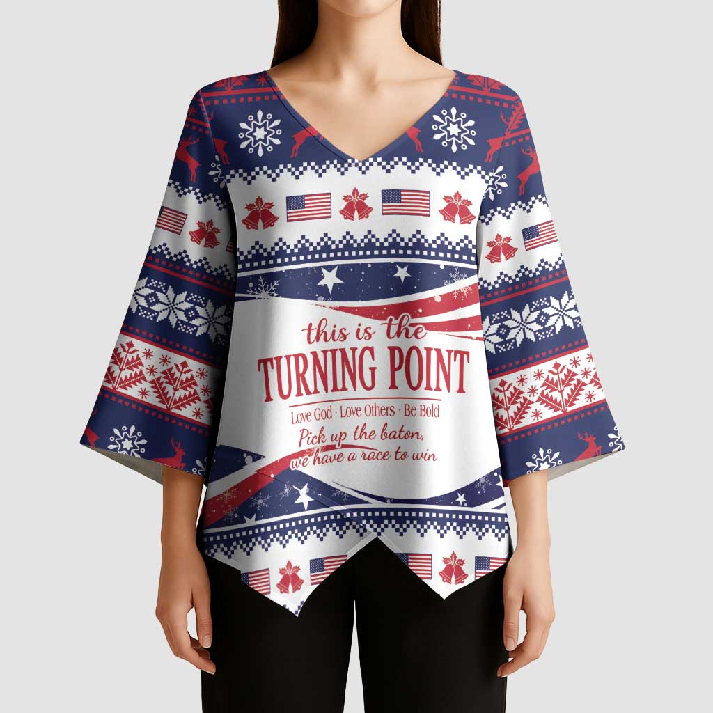 This is The Turning Point Kimono Sleeve Blouse Patriotic American - Wonder Print Shop