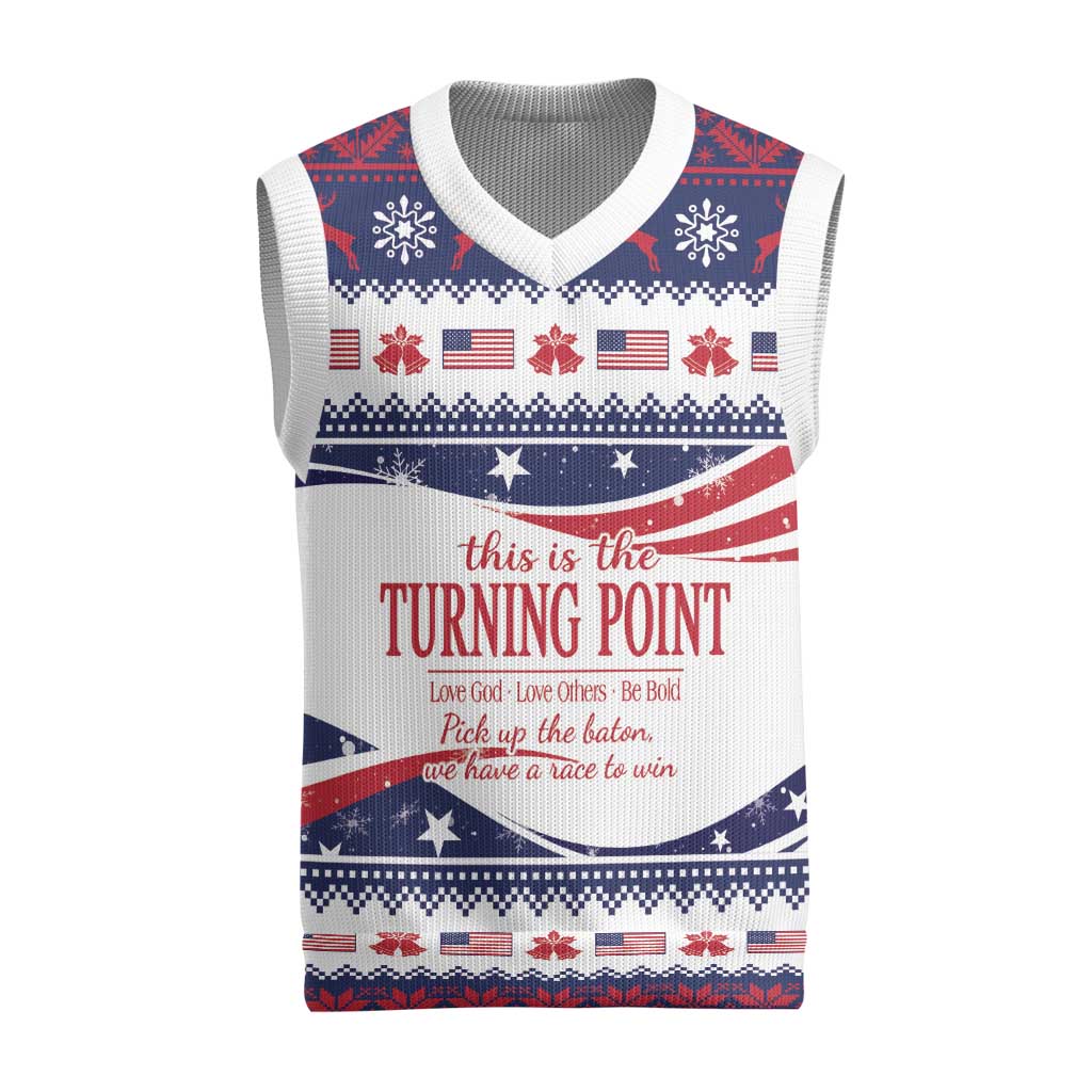 This is The Turning Point Christmas Knitted V-Neck Vest Patriotic American - Wonder Print Shop